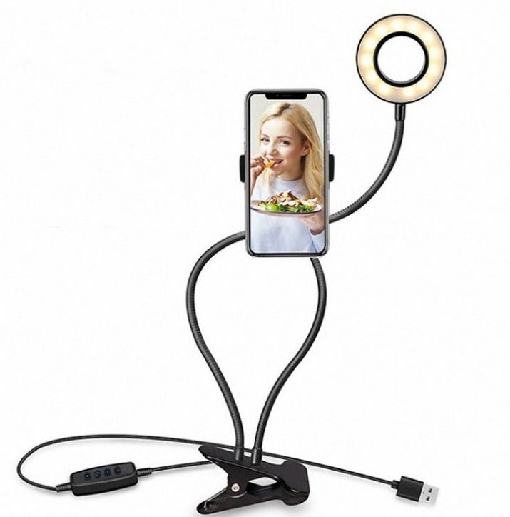 LED Selfie Ring Light for Live Adjustable Makeup Light - 8cm Stand - PawTeh