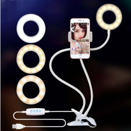 LED Selfie Ring Light for Live Adjustable Makeup Light - 8cm Stand - PawTeh
