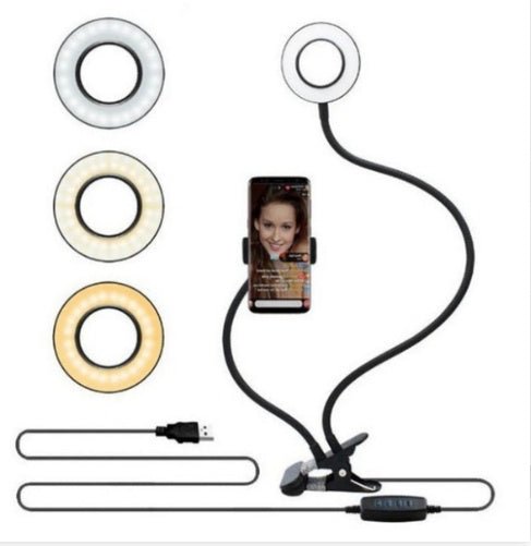 LED Selfie Ring Light for Live Adjustable Makeup Light - 8cm Stand - PawTeh