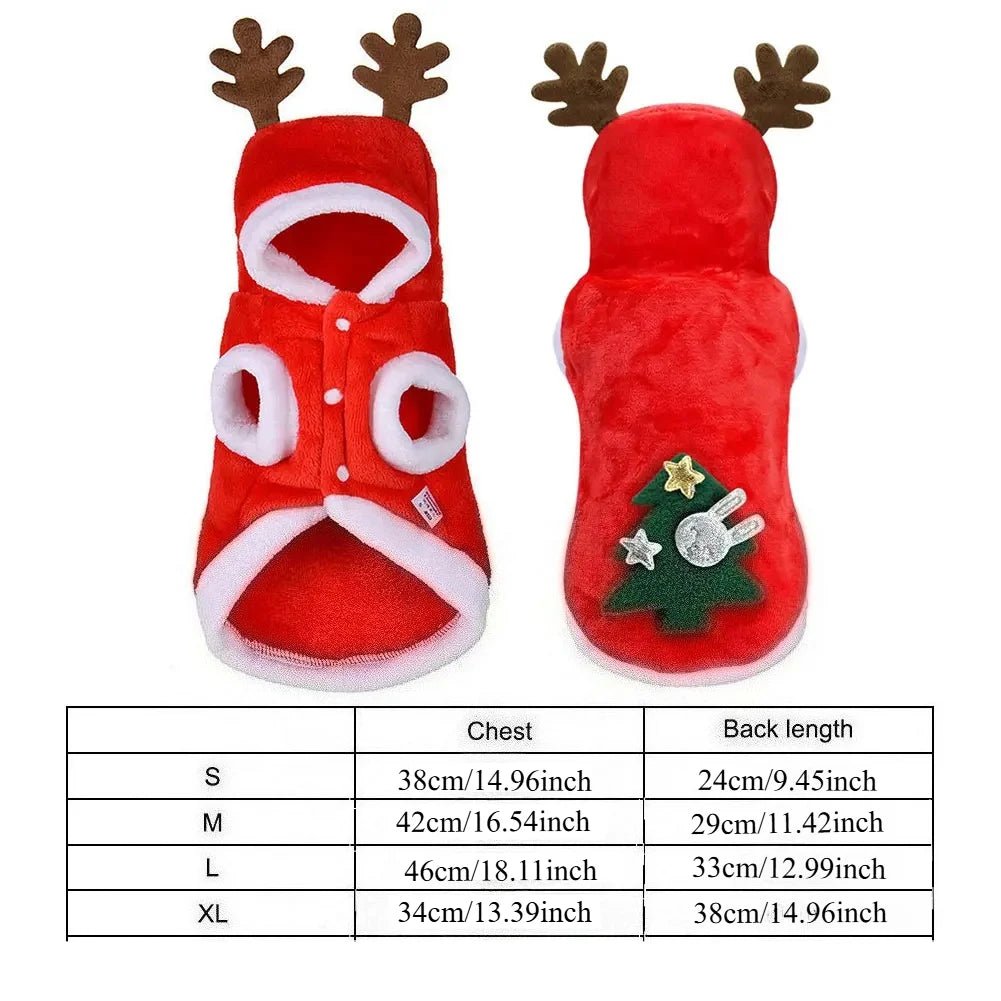 1pc Cat Christmas Clothes Winter Warm Pet Clothes for Small Medium Dogs Elk Santa Claus Dog Cats Coat Christmas Dogs Costume - PawTeh