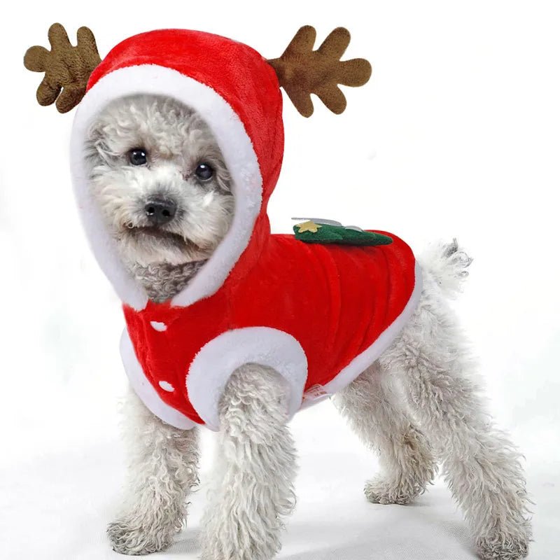 1pc Cat Christmas Clothes Winter Warm Pet Clothes for Small Medium Dogs Elk Santa Claus Dog Cats Coat Christmas Dogs Costume - PawTeh