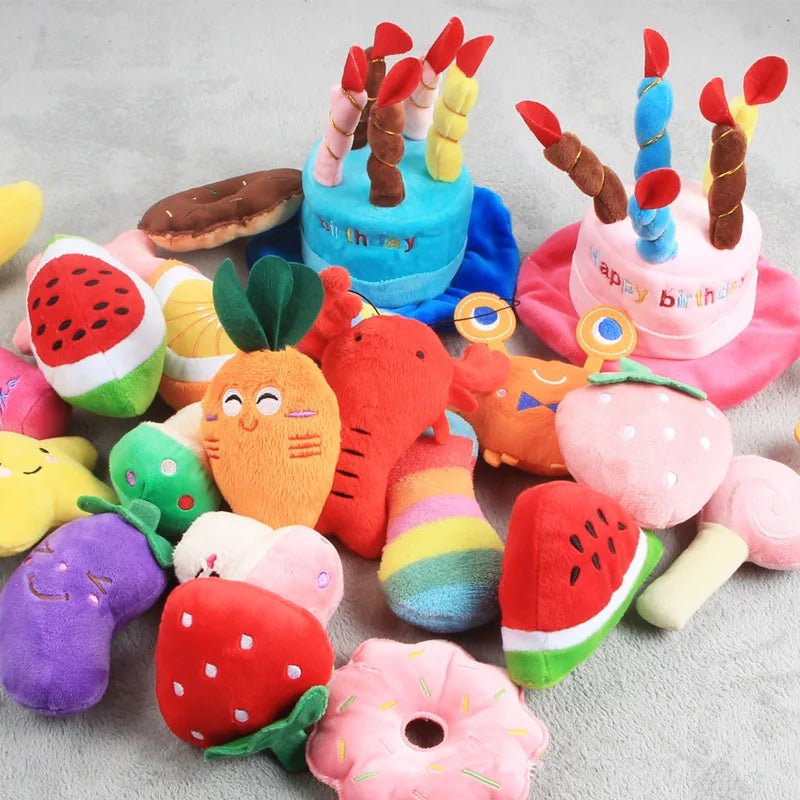 Pet Toys Plush Squeaky Toy Bite - Resistant Clean Dog Chew Puppy Training Toy Soft Banana Bone Vegetable Fruit Pet Supplies DC05 - PawTeh