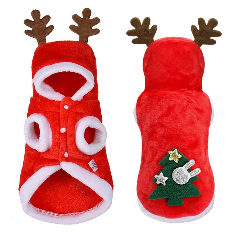 1pc Cat Christmas Clothes Winter Warm Pet Clothes for Small Medium Dogs Elk Santa Claus Dog Cats Coat Christmas Dogs Costume - PawTeh